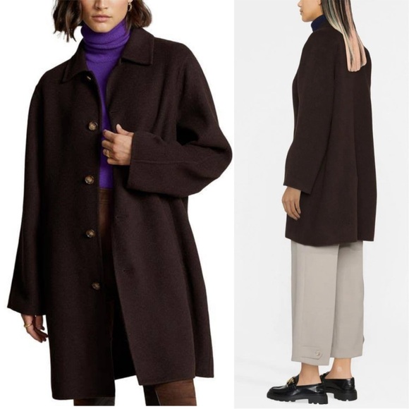 Polo Ralph Lauren Jackets & Blazers - Polo Ralph Lauren Brown Oversize Car Coat Women’s NWT Size L Wool Blend $598